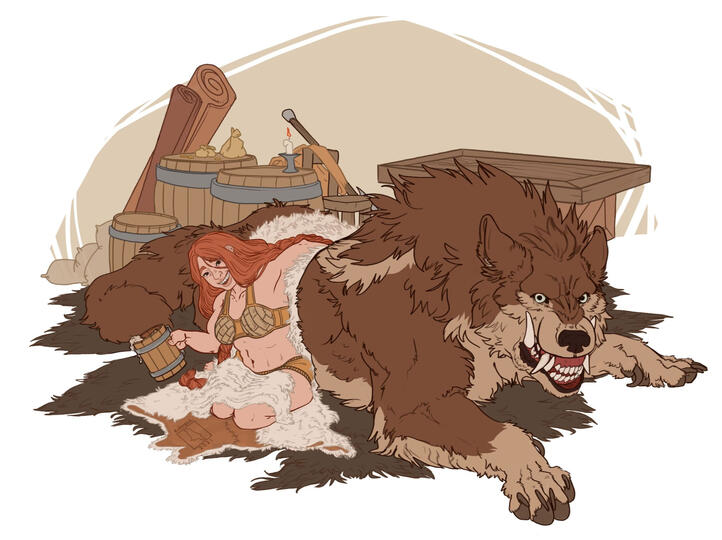 Tidy, colored linework with simple, flat colors.